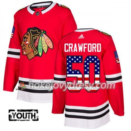 Dětské Hokejový Dres Chicago Blackhawks Corey Crawford 50 2017-2018 USA Flag Fashion Černá Adidas Authentic